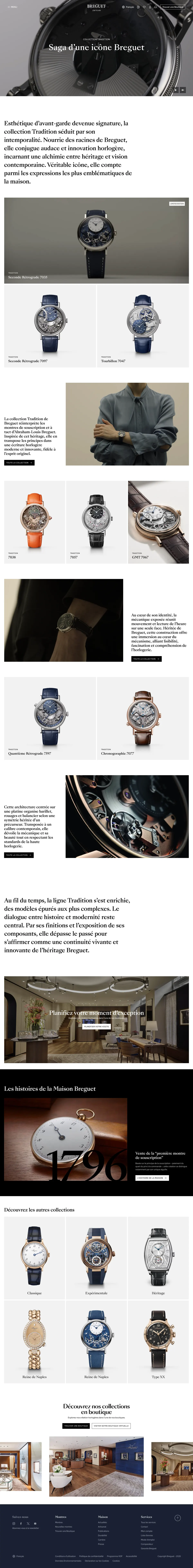 Hikari Blue redesign of the Breguet Tradition collection page.